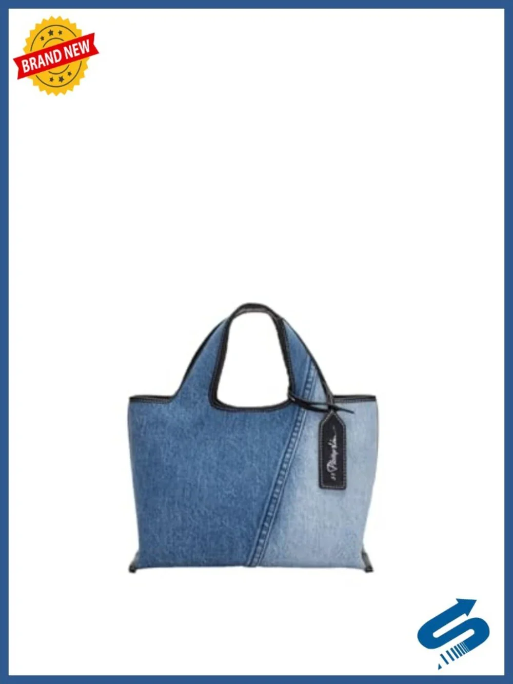 Denim Mini Market Tote Bag Cotton Tote with Magnetic Closure